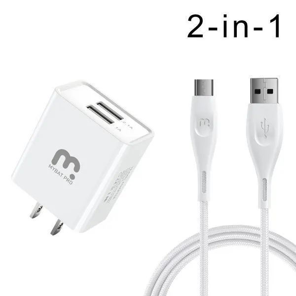 2-in-1 Travel Charger with 6FT Micro USB Cable