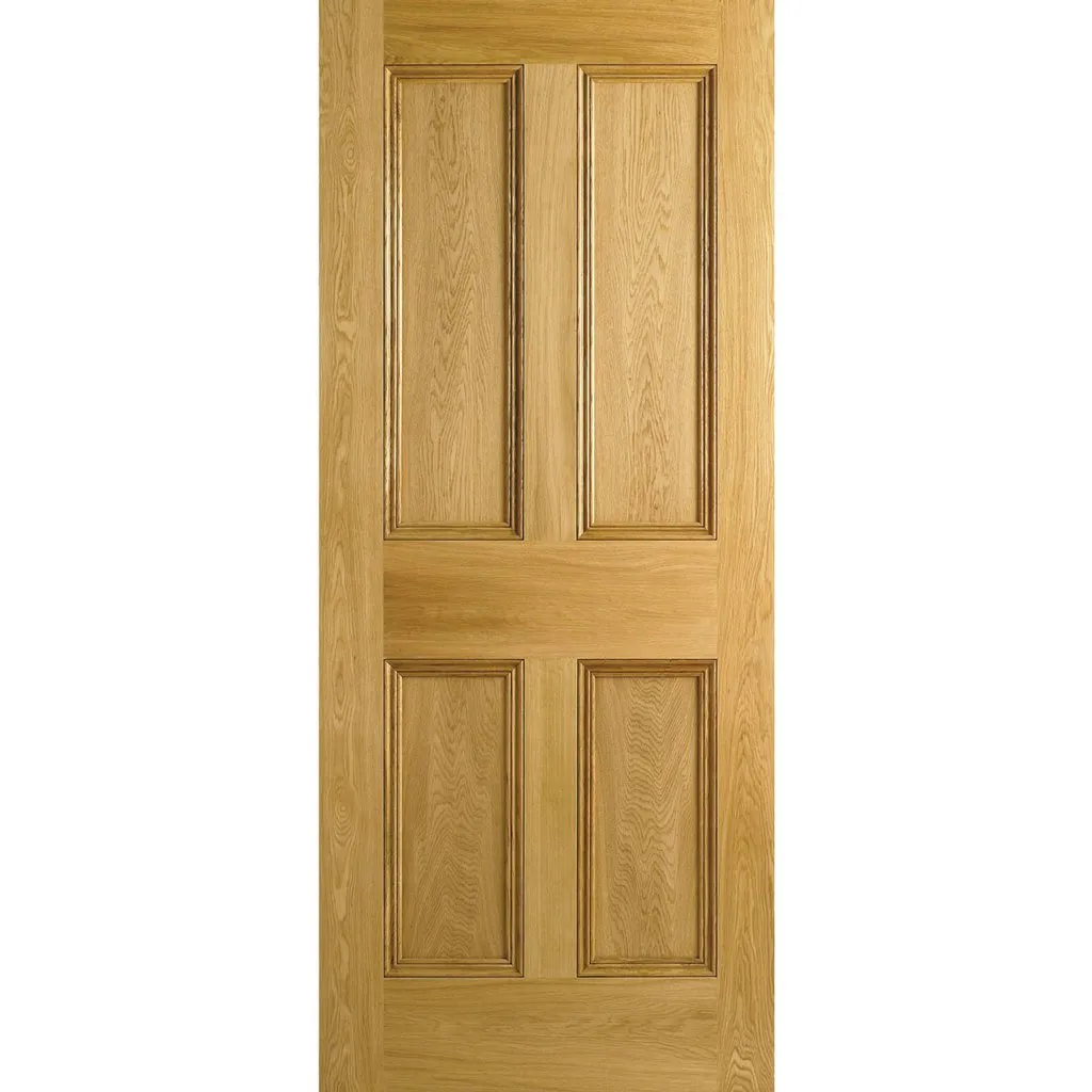 4 Panel Oak Fire Internal Door - Raised Mouldings - 30 Minute Fire Rated