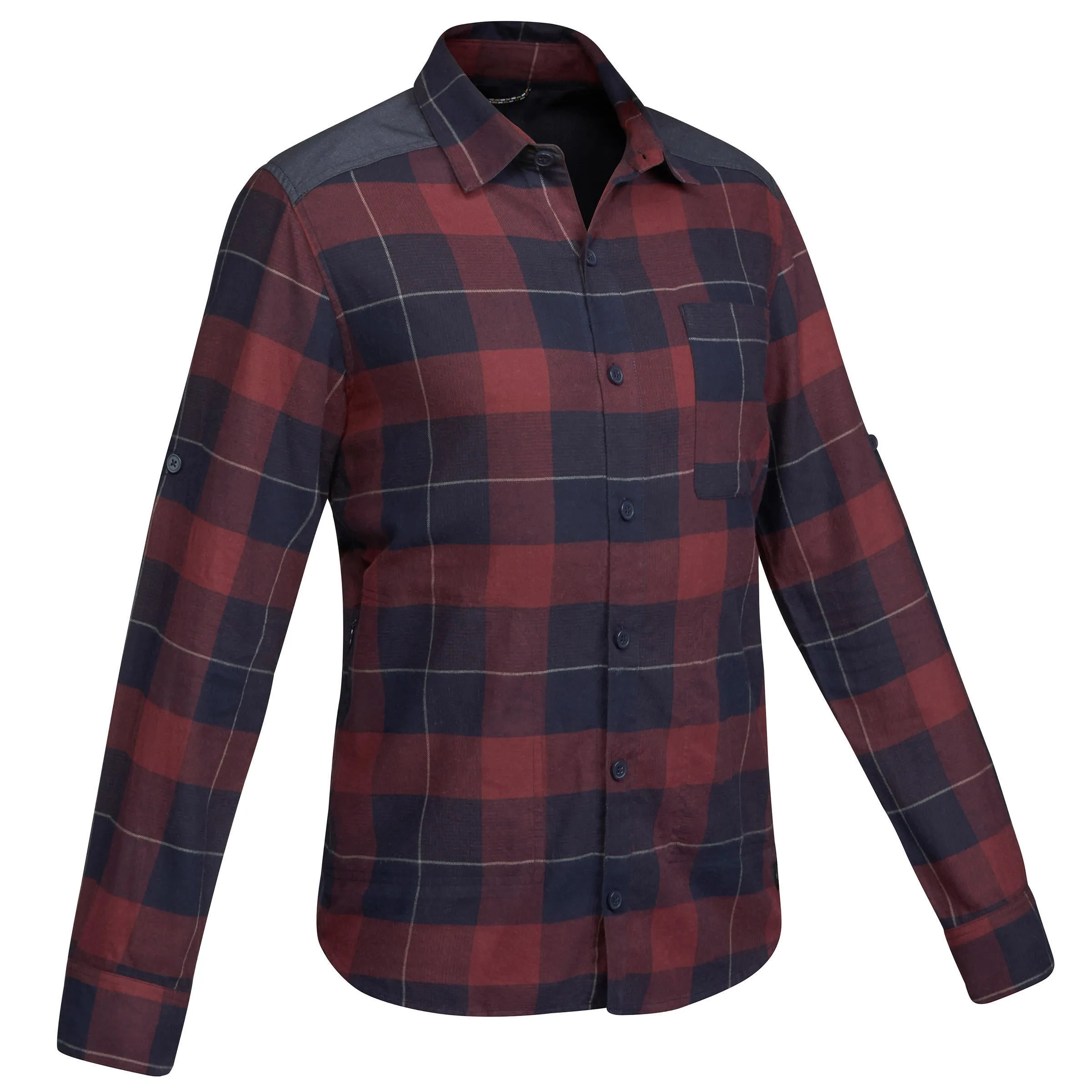 Men's Forcalz Travel 100 Warm hiking shirt, dark blue/burgundy