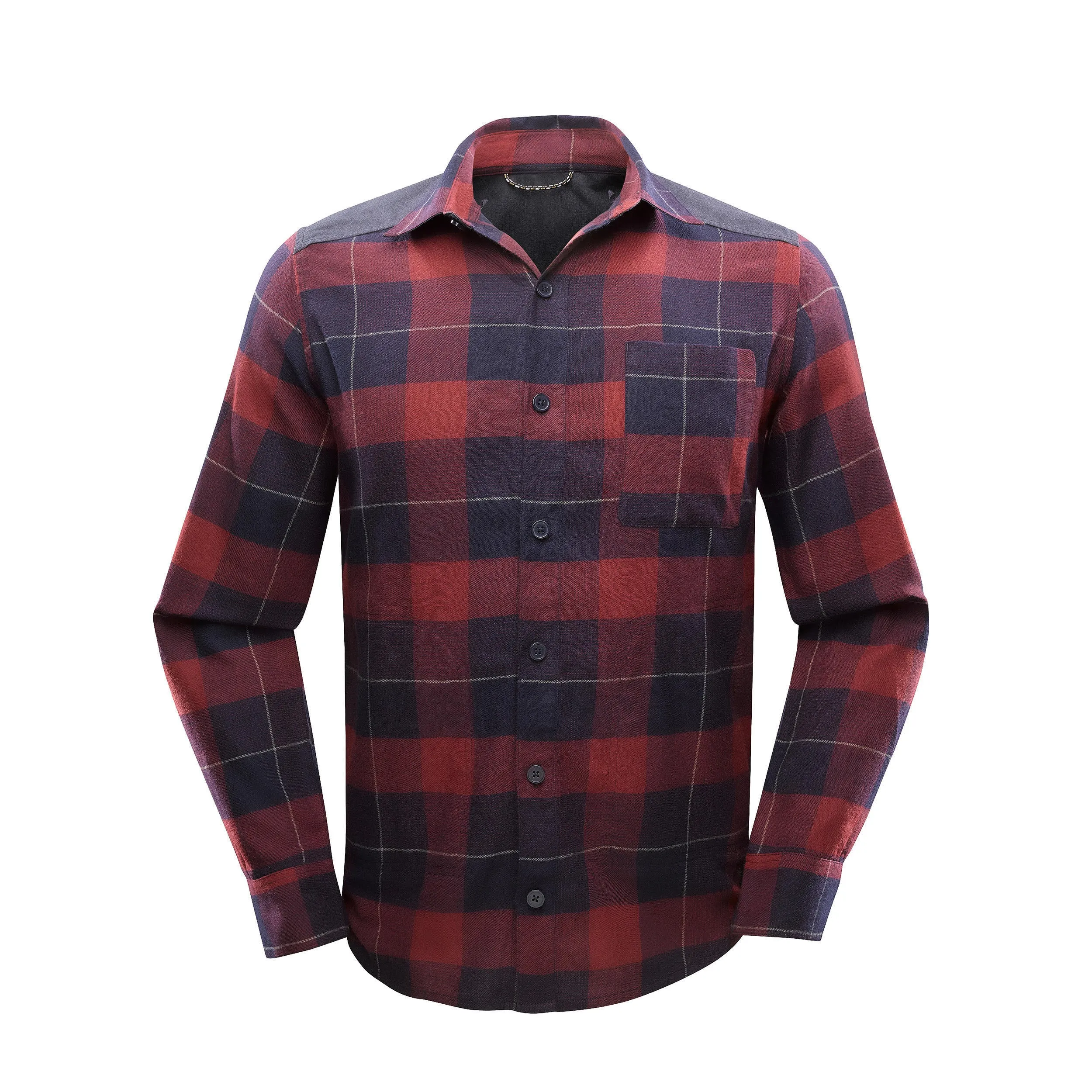 Men's Forcalz Travel 100 Warm hiking shirt, dark blue/burgundy